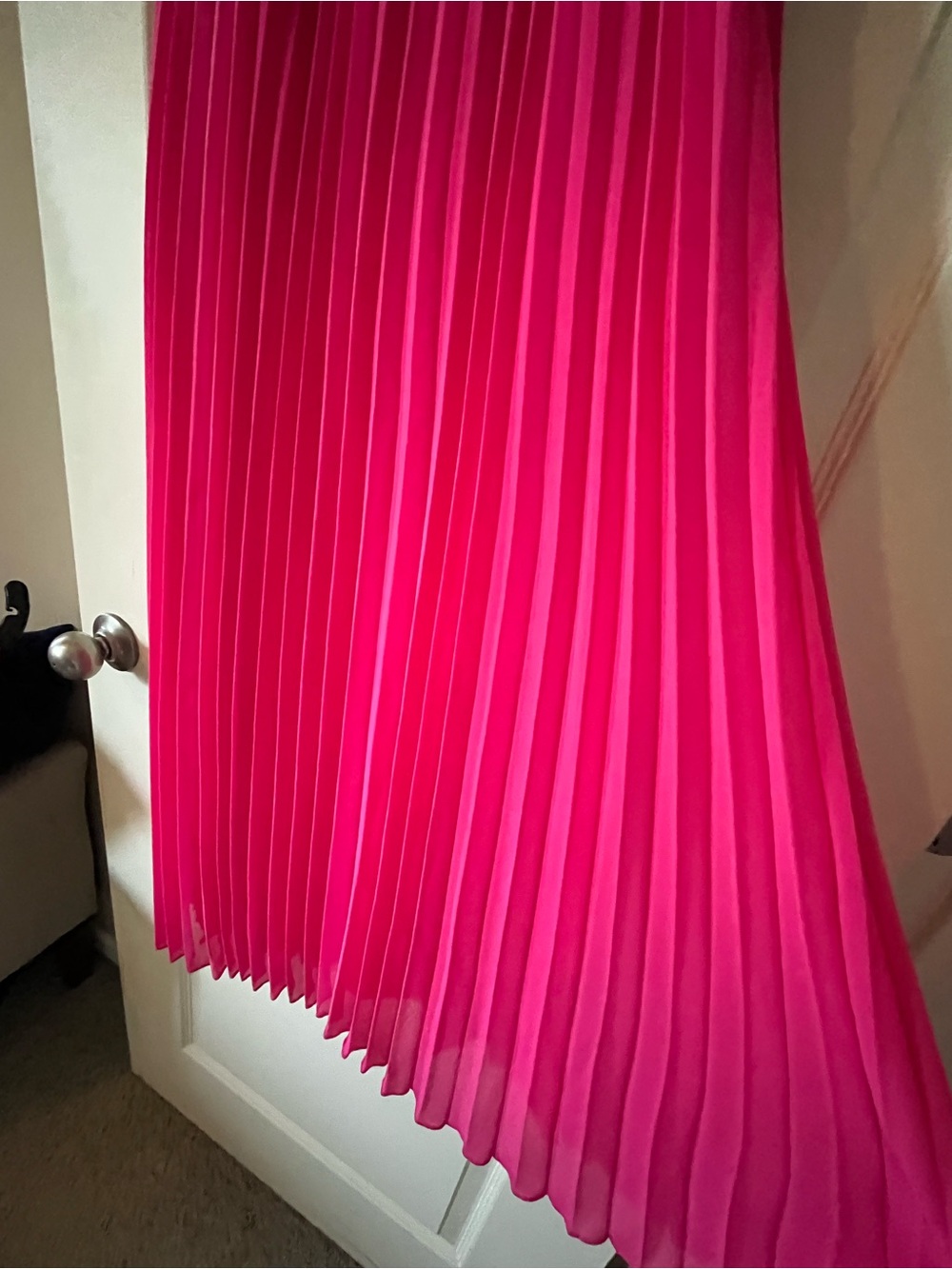 New! Sam Edelman Hot Pink Sleeveless Pleated Midi Dress Women’s Size 8 - Picture 13 of 16